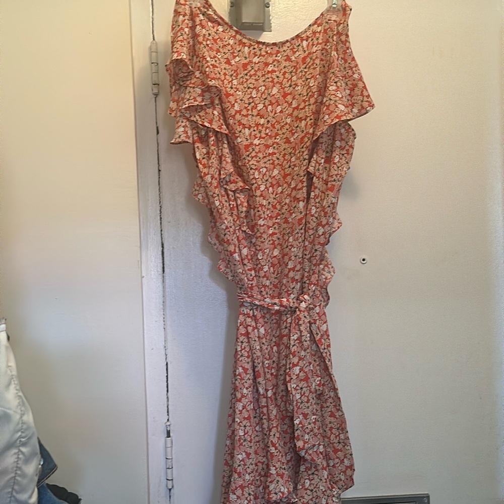 Max Studio Ruffle Floral Midi Dress Women’s Size 1X